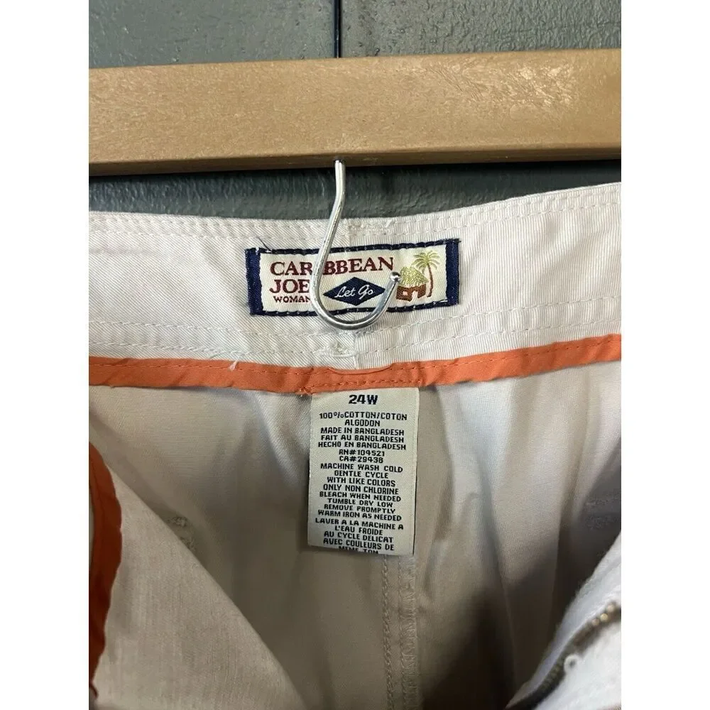 Caribean Joe Womens White Chino Shorts Size 24W NWT